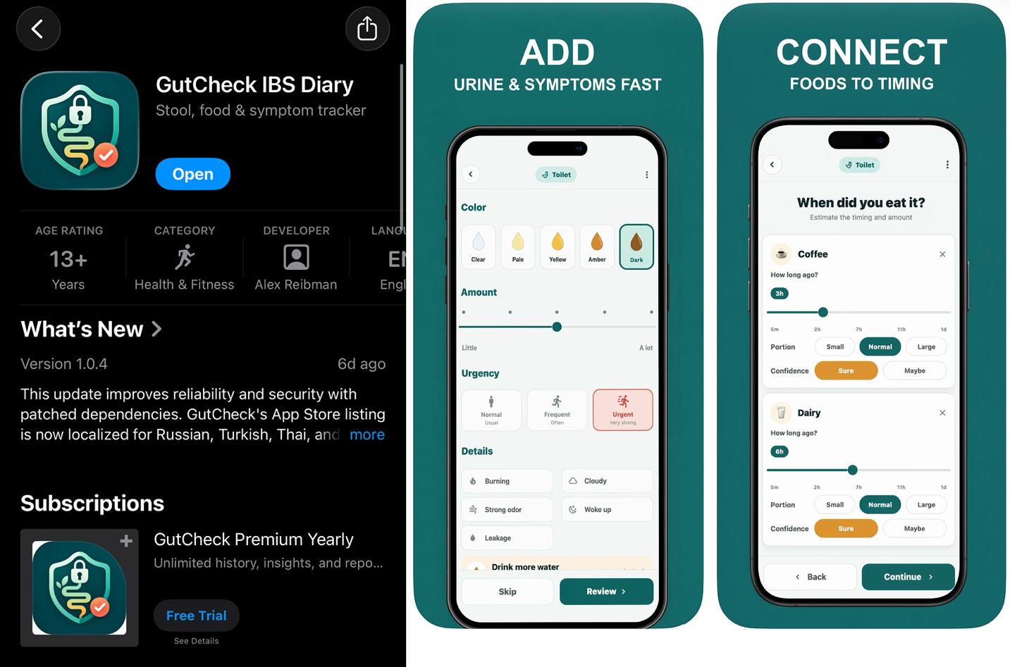 GutCheck iOS app screenshots